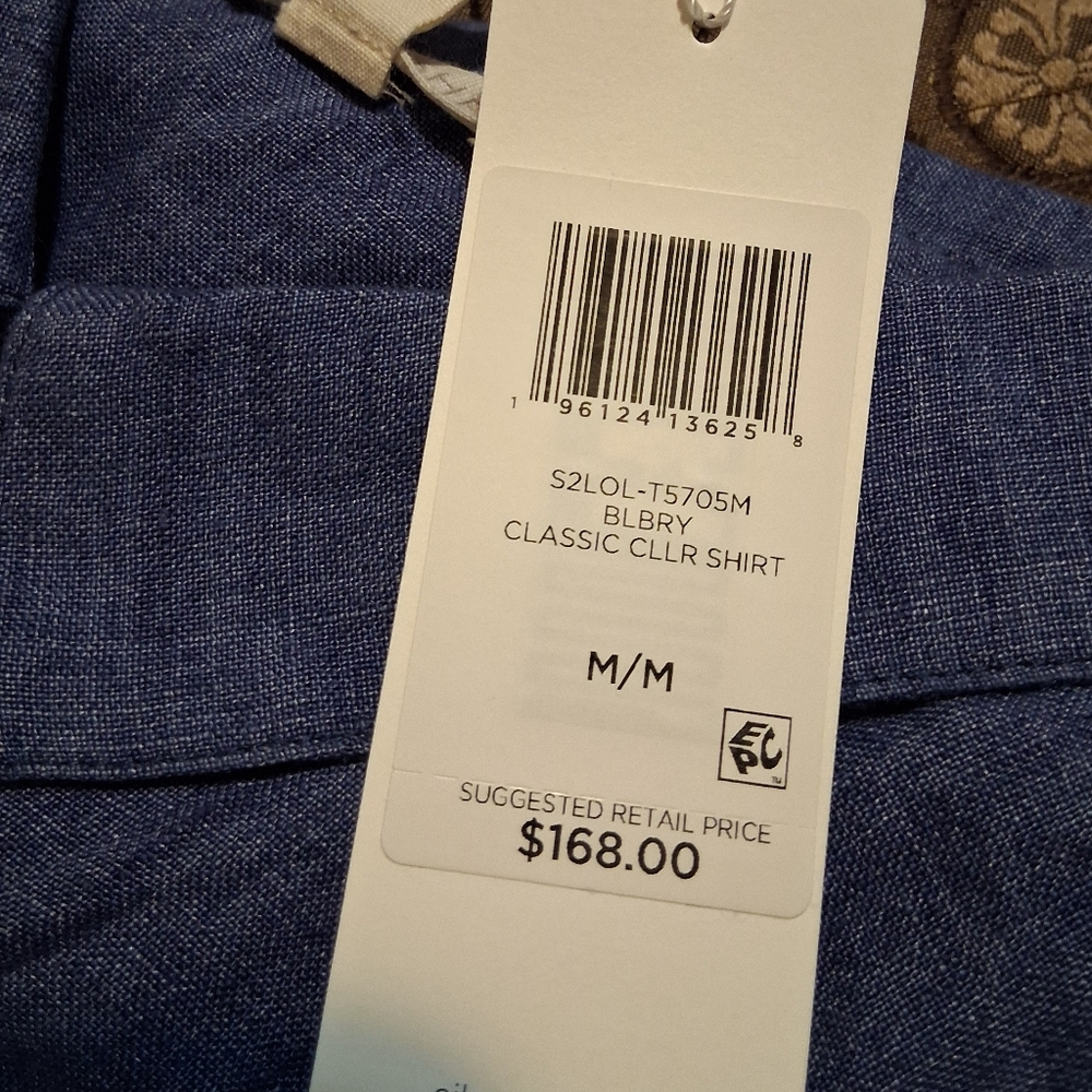 Eileen Fisher Classic Collar Shirt Organic Linen Chambray Blue SzM - Picture 15 of 16